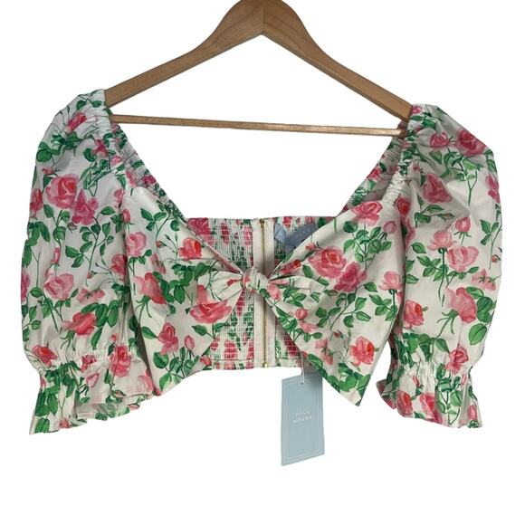 Hill House Isabella Crop Top in Pink Roses Medium NWT - Picture 5 of 9